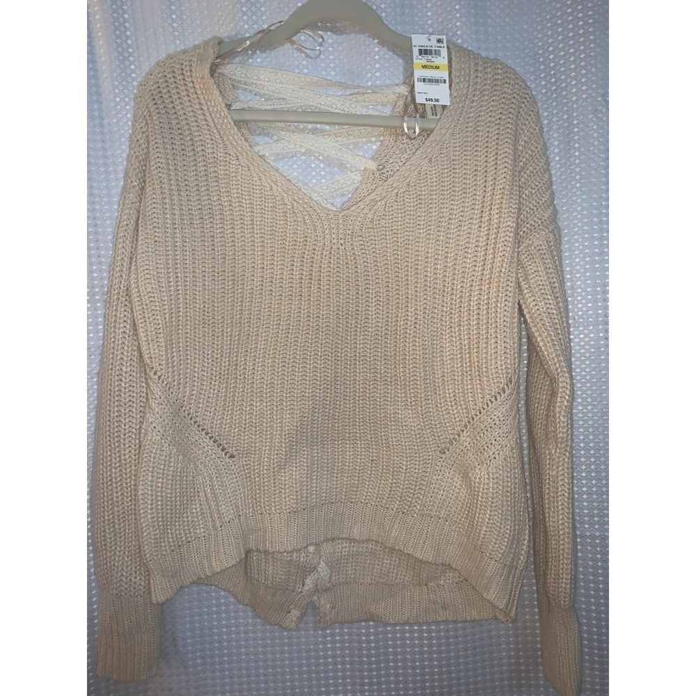 American Rag Cie Bisque Medium‎ Sweater Tie Up Back